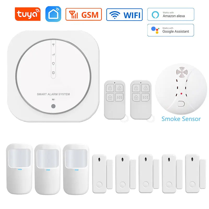 Sistema de Alarma de Seguridad Inteligente WiFi + GSM, Teclado Táctil y Sensores Inalámbricos (Compatible con Alexa y Google Home)