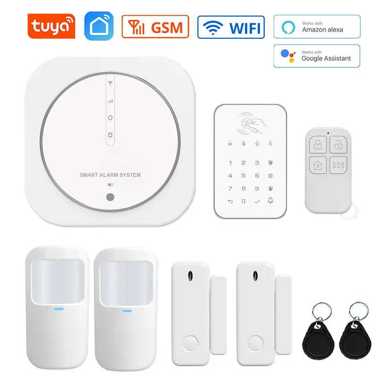 Sistema de Alarma de Seguridad Inteligente WiFi + GSM, Teclado Táctil y Sensores Inalámbricos (Compatible con Alexa y Google Home)