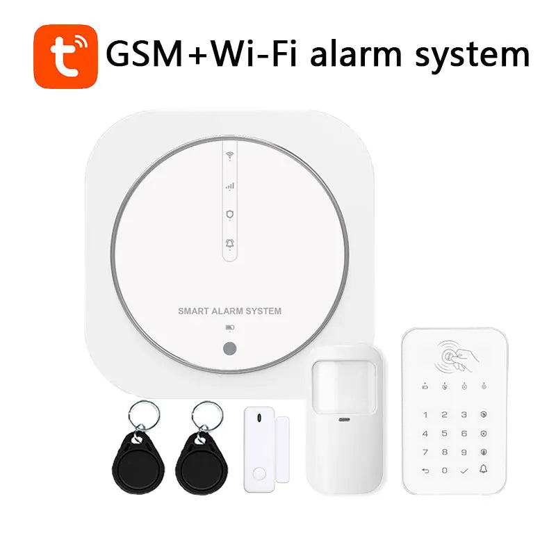 Sistema de Alarma de Seguridad Inteligente WiFi + GSM, Teclado Táctil y Sensores Inalámbricos (Compatible con Alexa y Google Home)