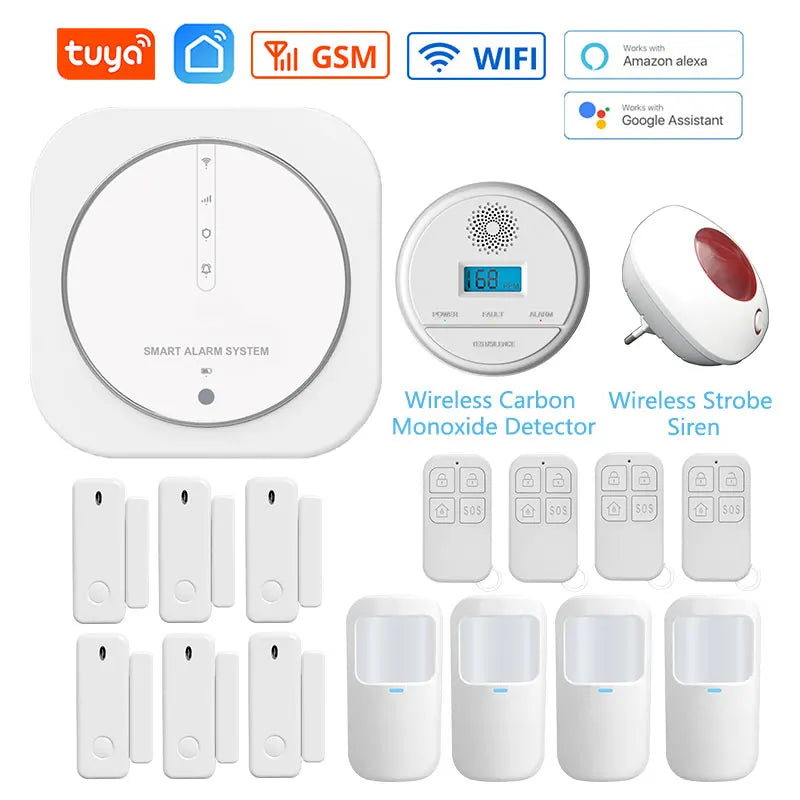 Sistema de Alarma de Seguridad Inteligente WiFi + GSM, Teclado Táctil y Sensores Inalámbricos (Compatible con Alexa y Google Home)