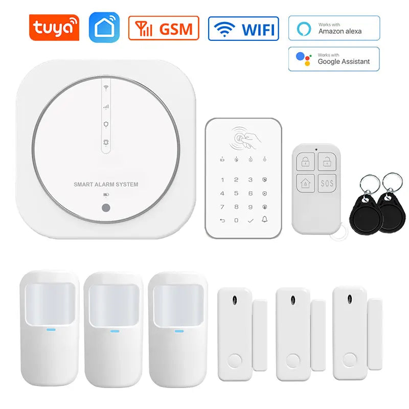 Sistema de Alarma de Seguridad Inteligente WiFi + GSM, Teclado Táctil y Sensores Inalámbricos (Compatible con Alexa y Google Home)