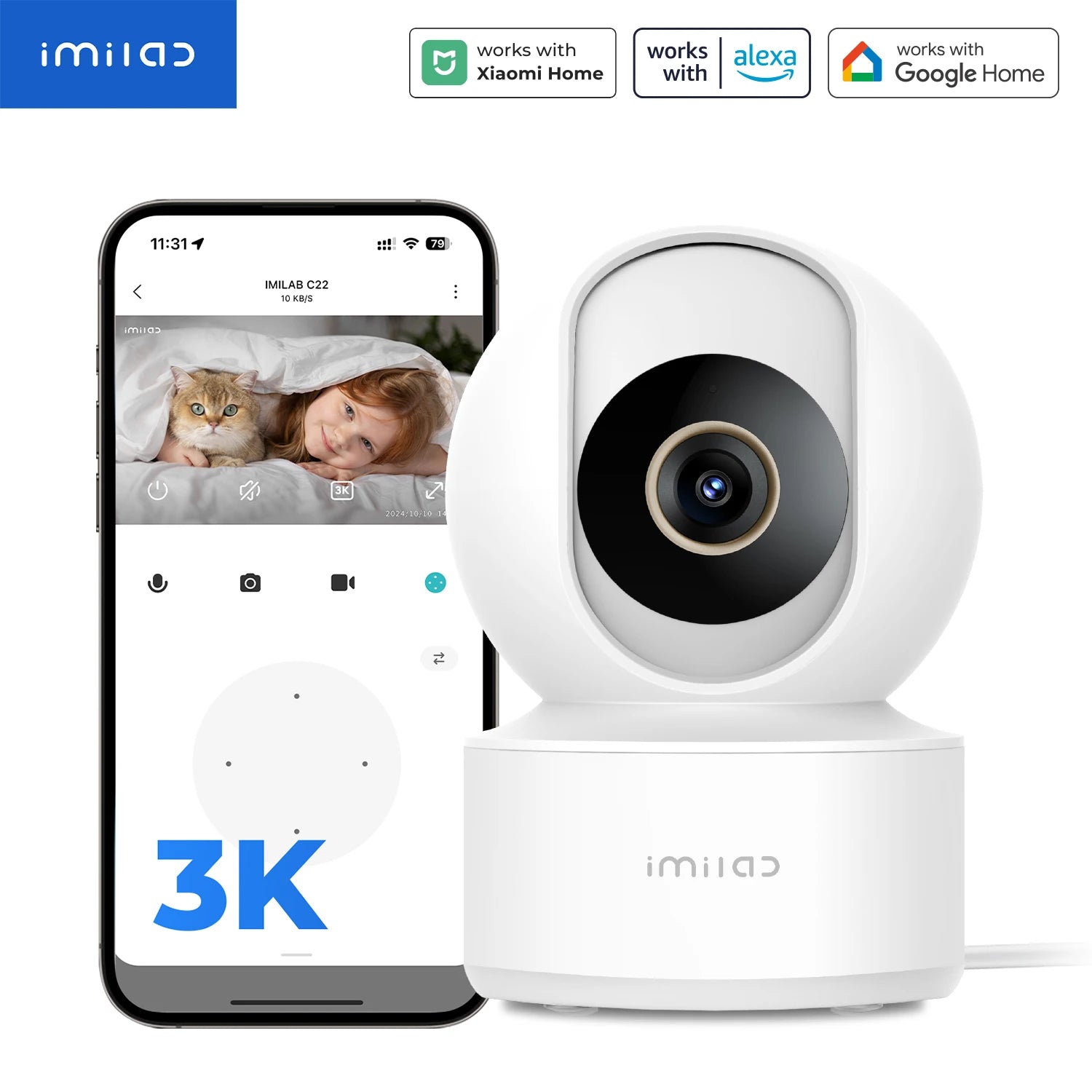 Cámara de Seguridad Inteligente IMILAB C22 — Vigilancia 3K con IA en Tiempo Real