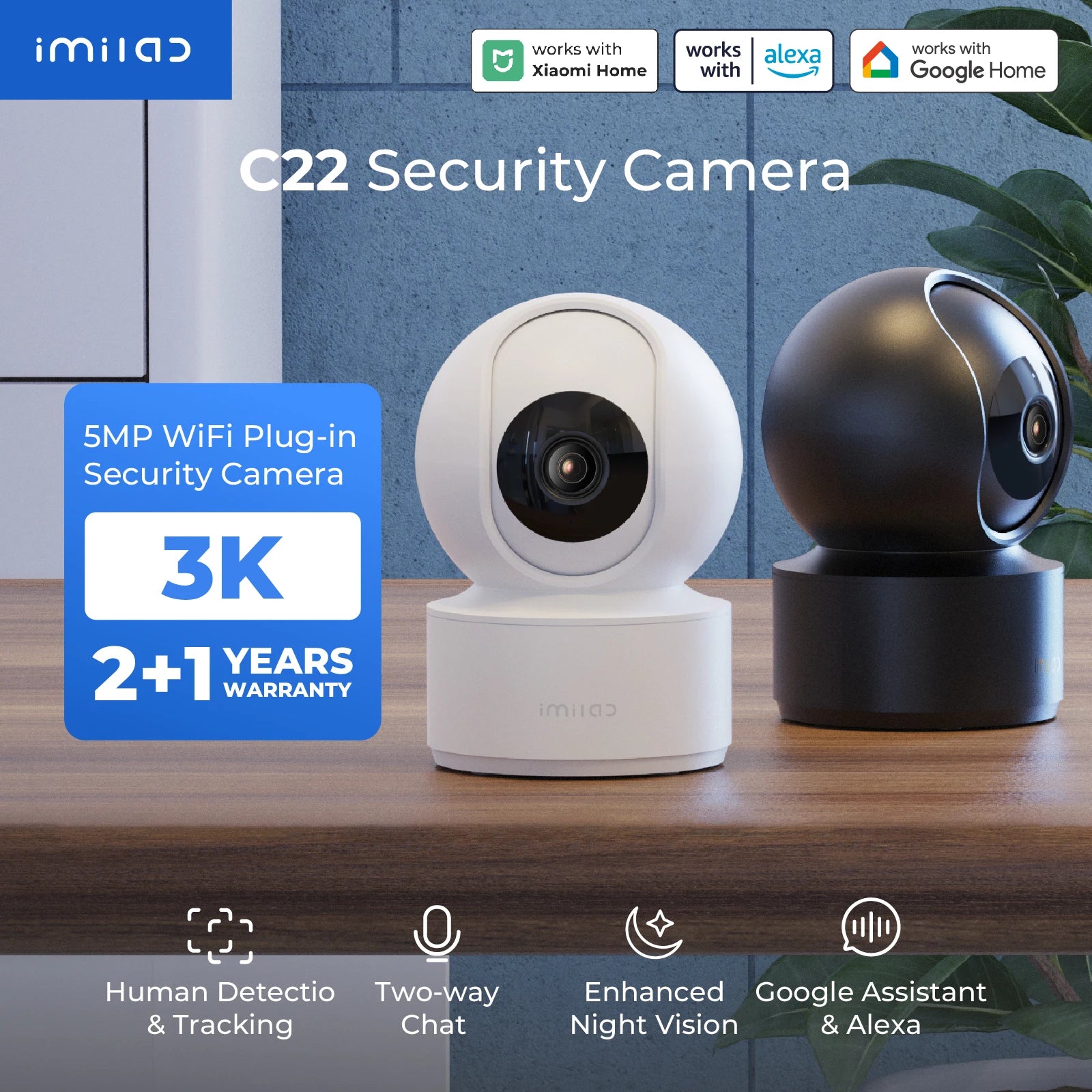 Cámara de Seguridad Inteligente IMILAB C22 — Vigilancia 3K con IA en Tiempo Real